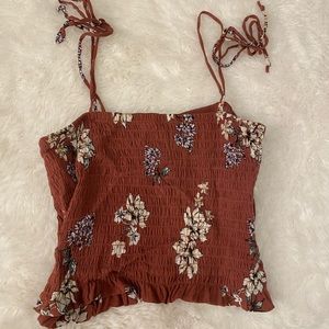 floral tank top with bow straps